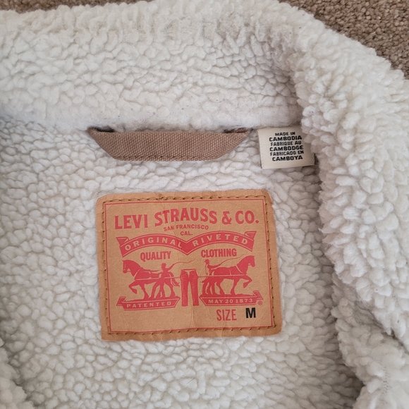 levi's premium type iii sherpa trucker jacket in ermine - Picture 2 of 12